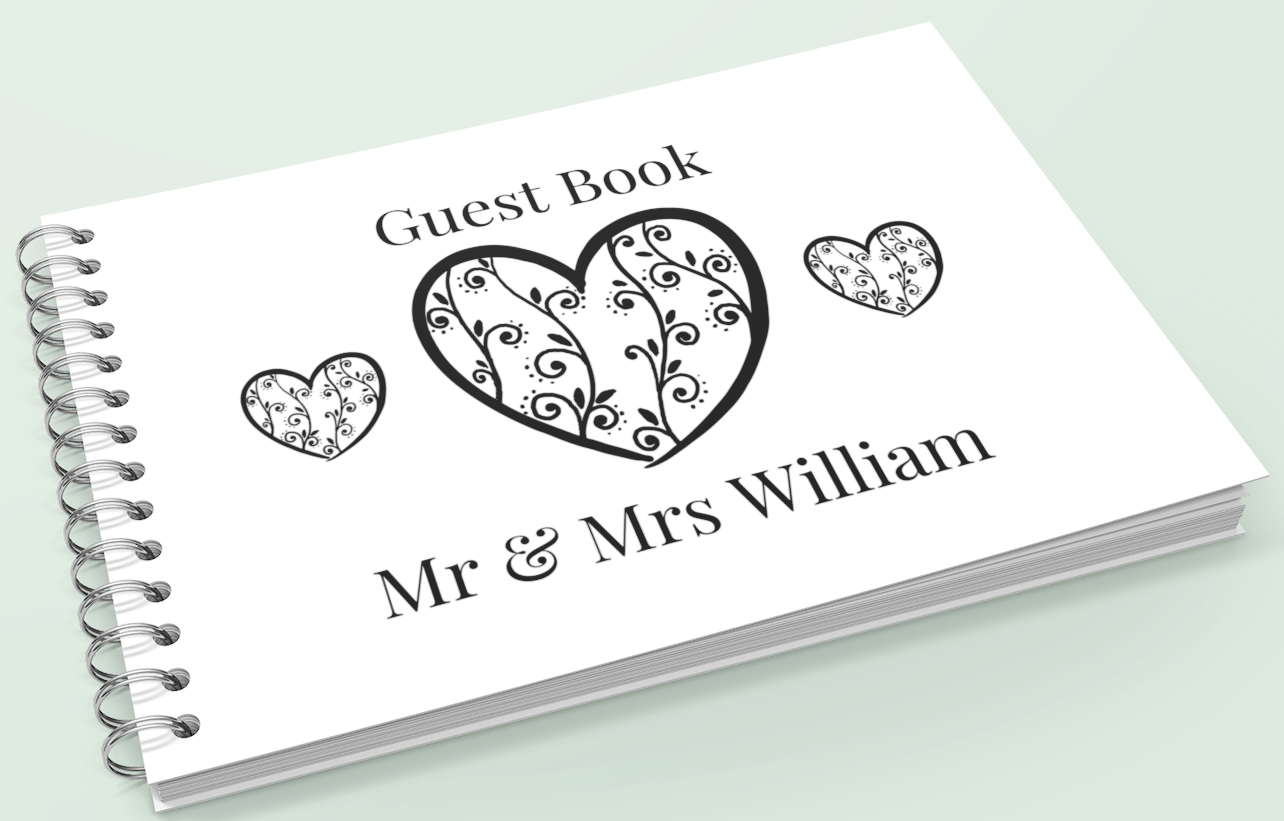 Wedding Guest Book with three hearts