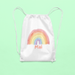 Watercolour rainbow drawstring bag