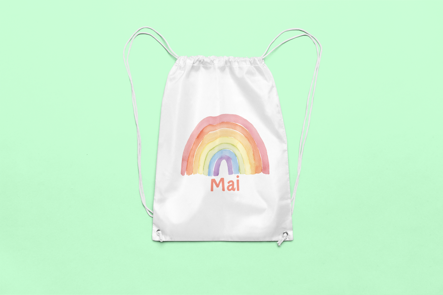 Watercolour rainbow drawstring bag