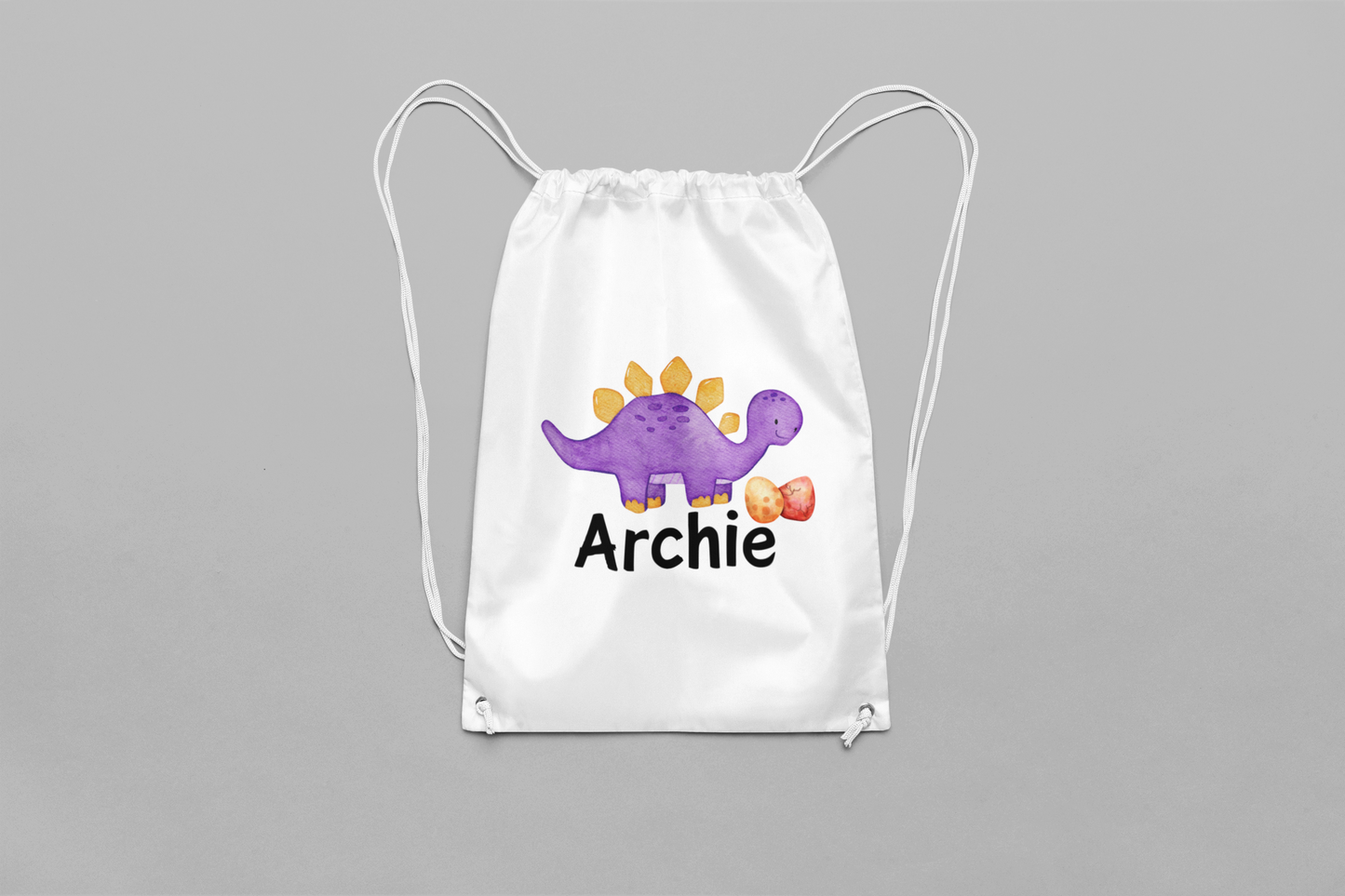 Personalised Dinosaur Themed Drawstring Bag