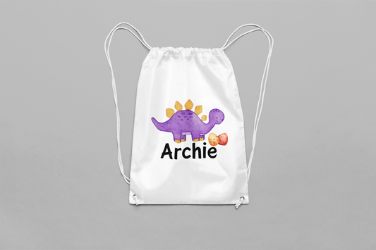 Personalised Dinosaur Themed Drawstring Bag