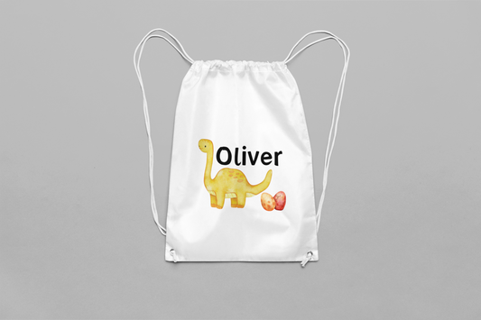 Personalised Dinosaur Themed Drawstring Bag
