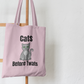 Funny Cat Reusable Tote Bag -Grey Stripe Cat