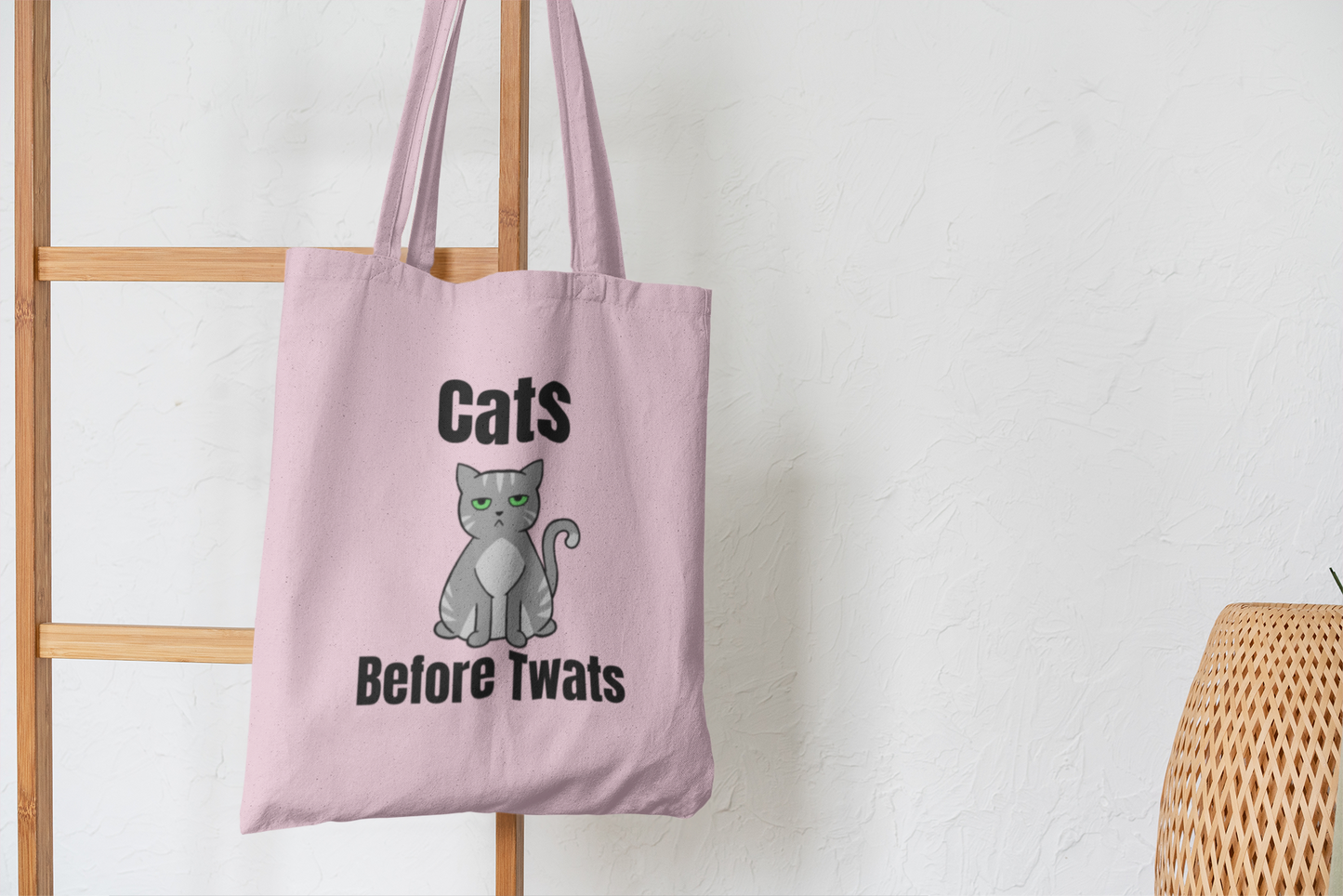 Funny Cat Reusable Tote Bag -Grey Stripe Cat