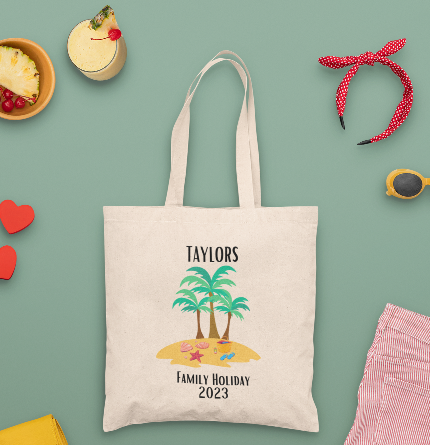 Personalised Family Holiday Tote Bag