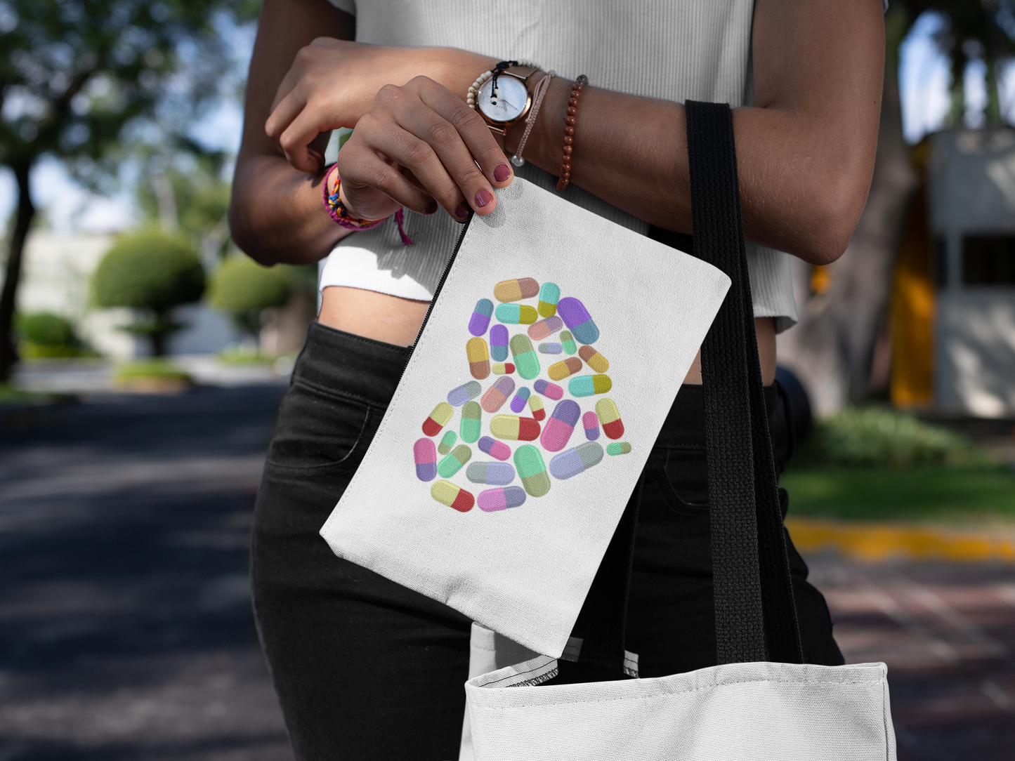 Medication Pouch Bag With Pills In The Shape Of A Heart