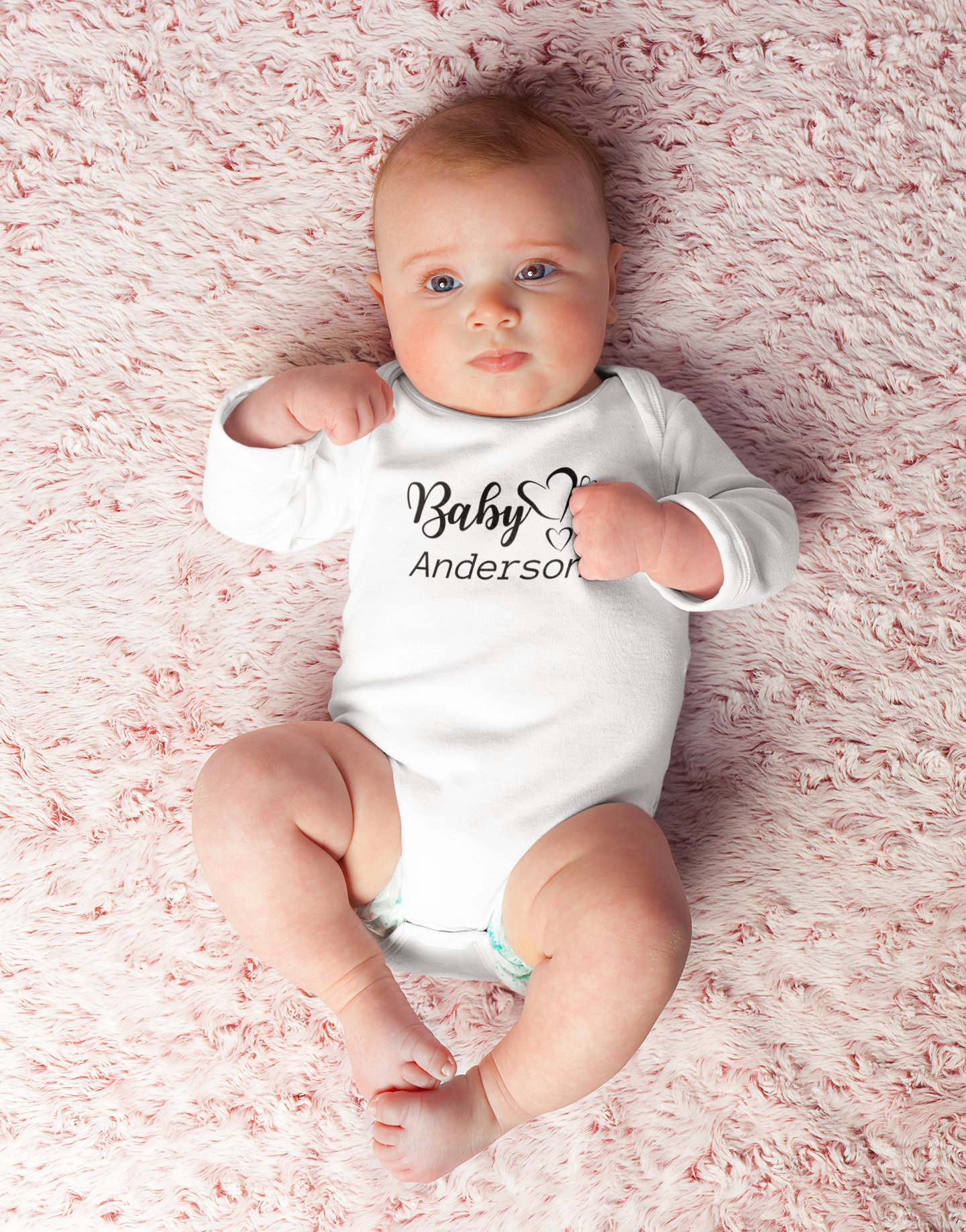 Surname and hearts baby vest