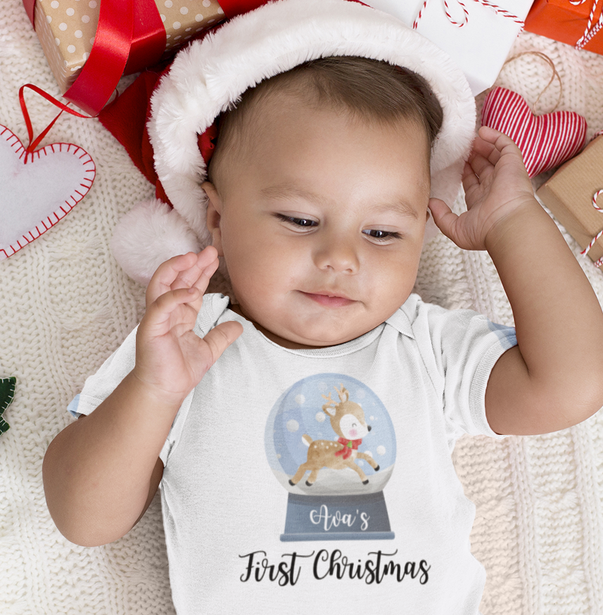 Personalised first Christmas bauble baby grow