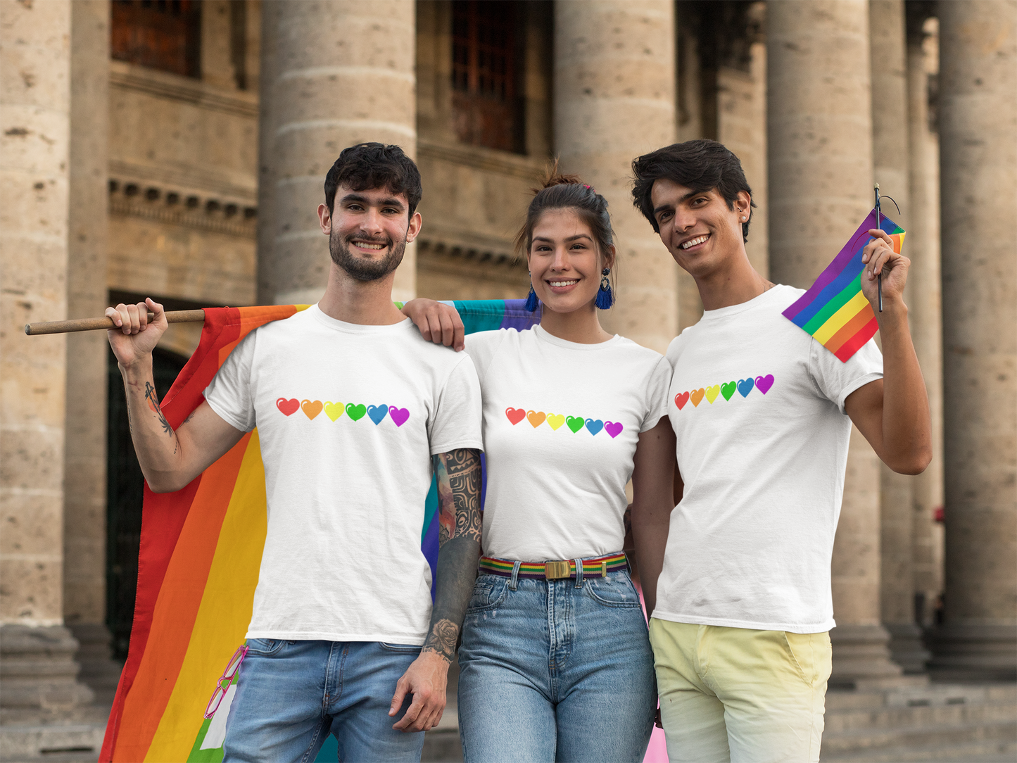 LGBTQ shirt - Rainbow hearts