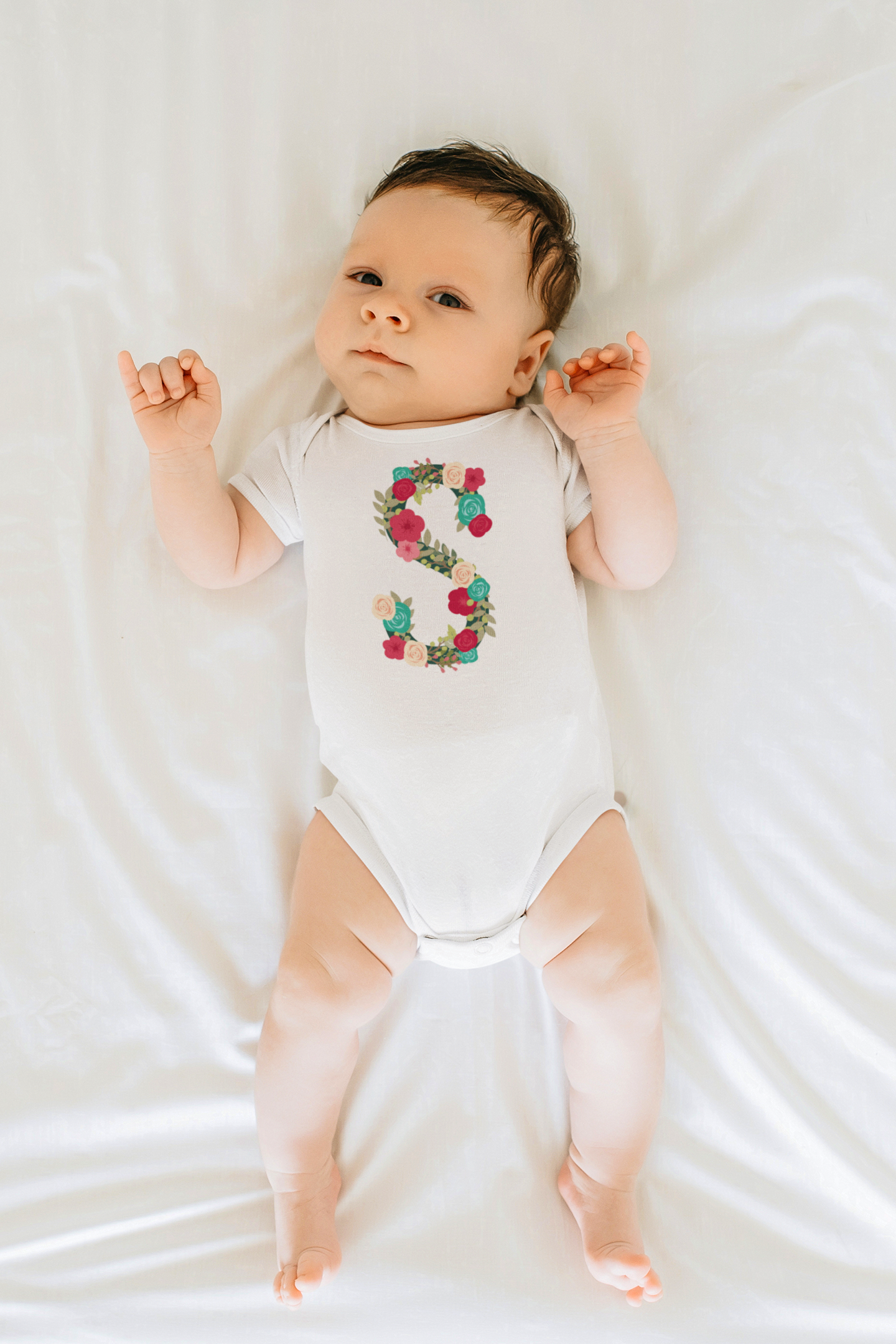 Floral Initial baby vest