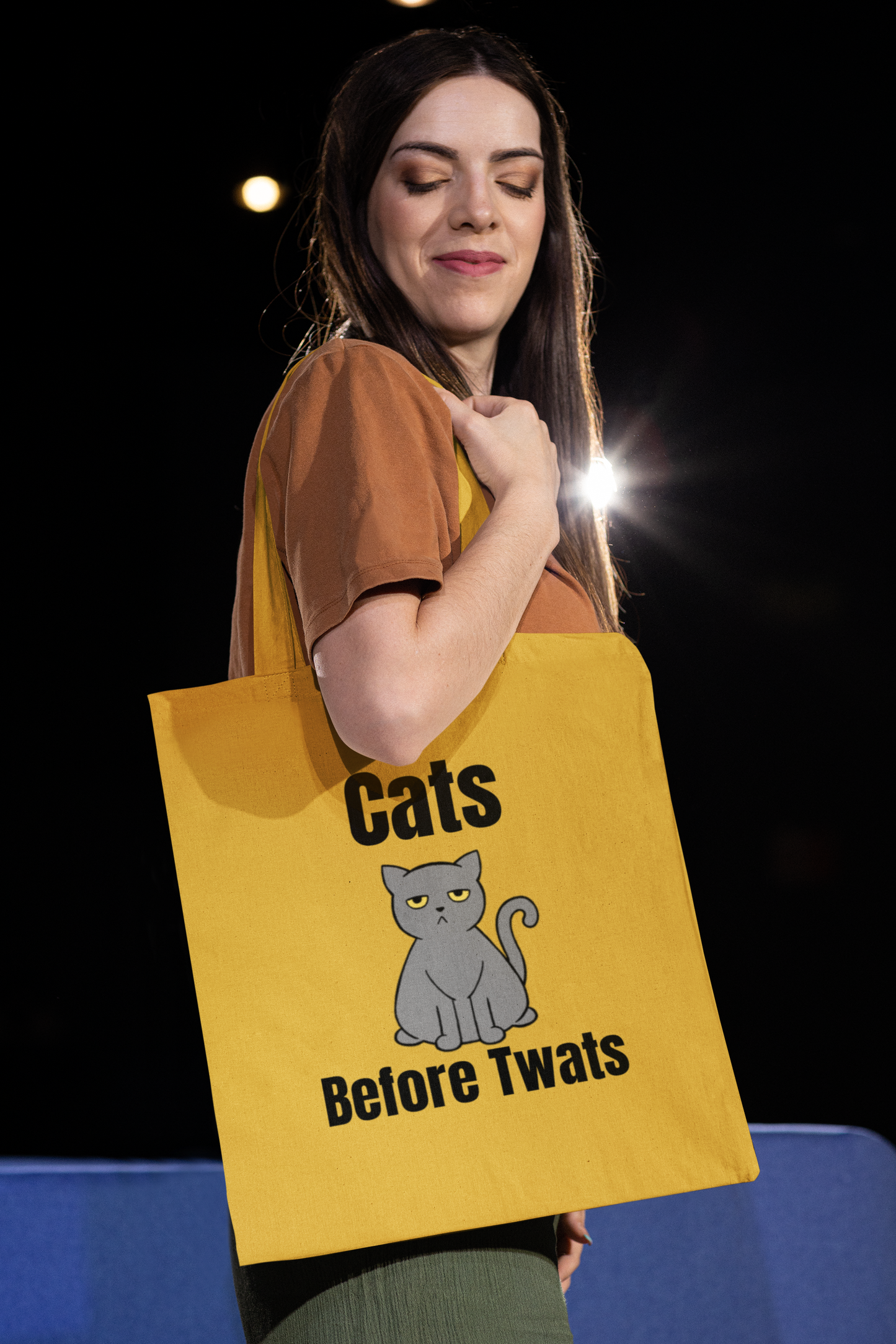 Funny Cat Reusable Tote Bag -Grey Cat