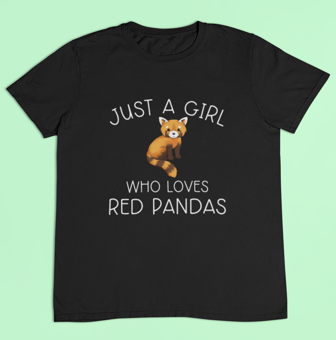 Red panda t-shirt -  Just a boy/girl who loves red pandas - black