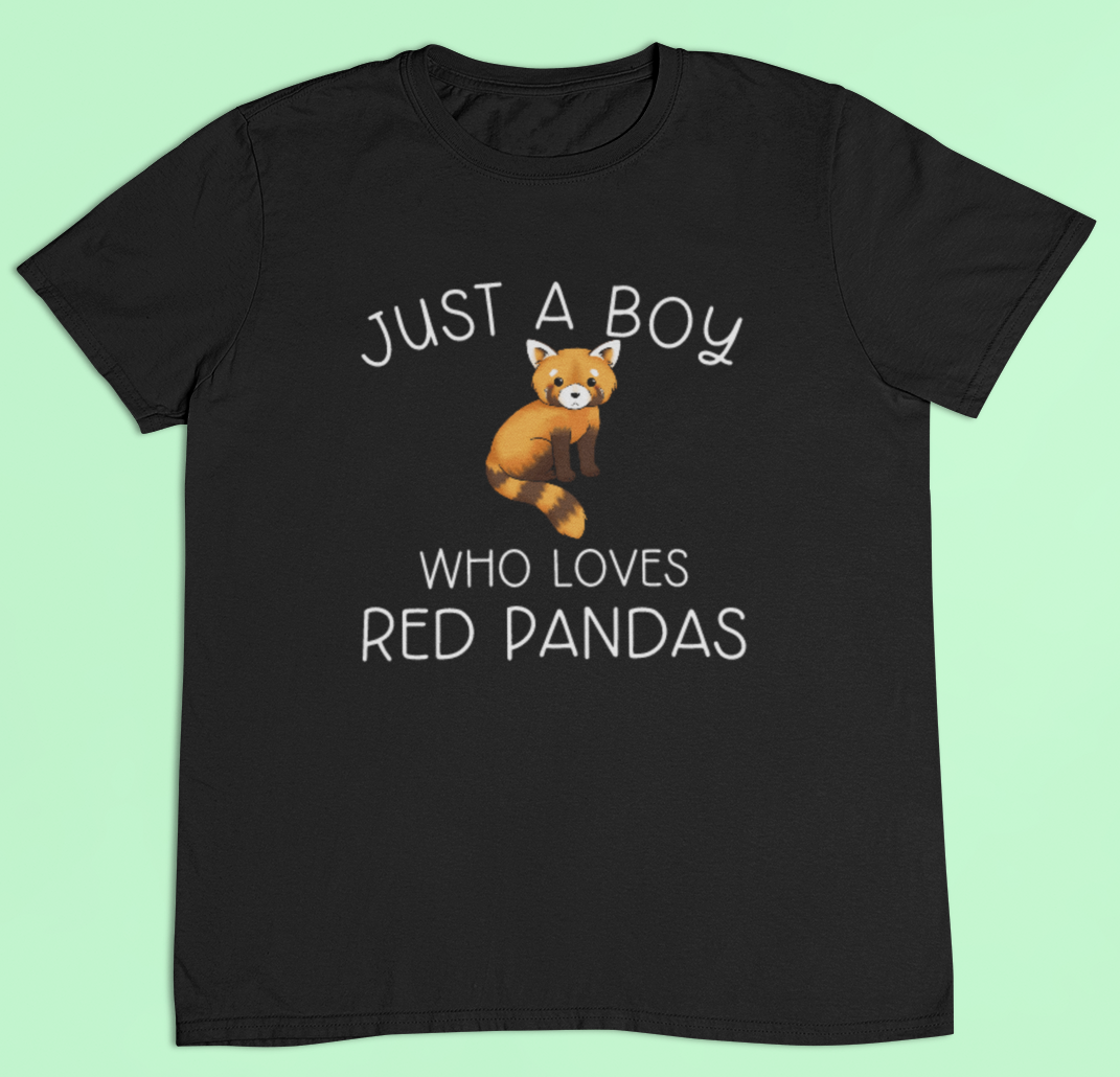 Red panda t-shirt -  Just a boy/girl who loves red pandas - black