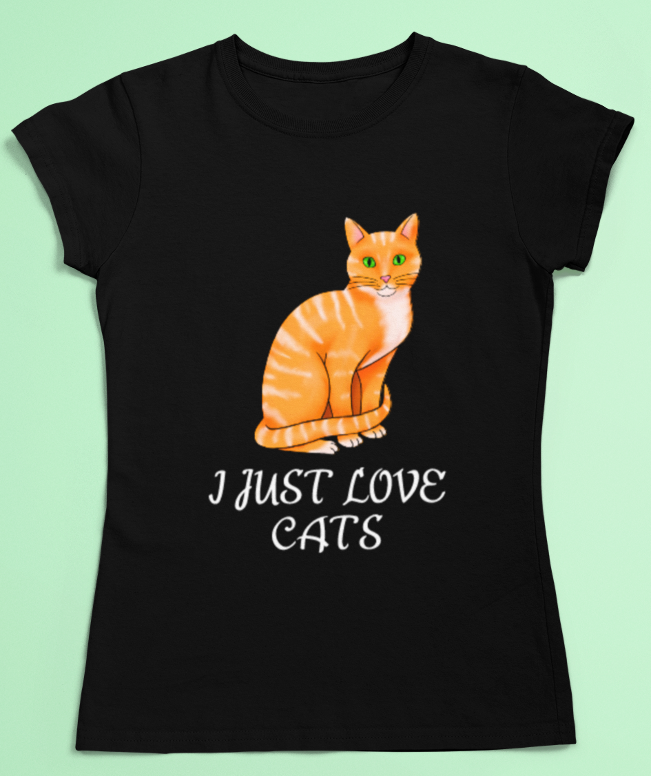 I Just Love Cats T-shirt in Black