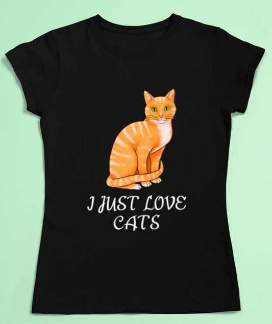 I Just Love Cats T-shirt in Black