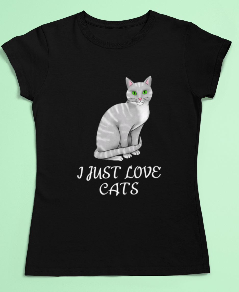 I Just Love Cats T-shirt in Black