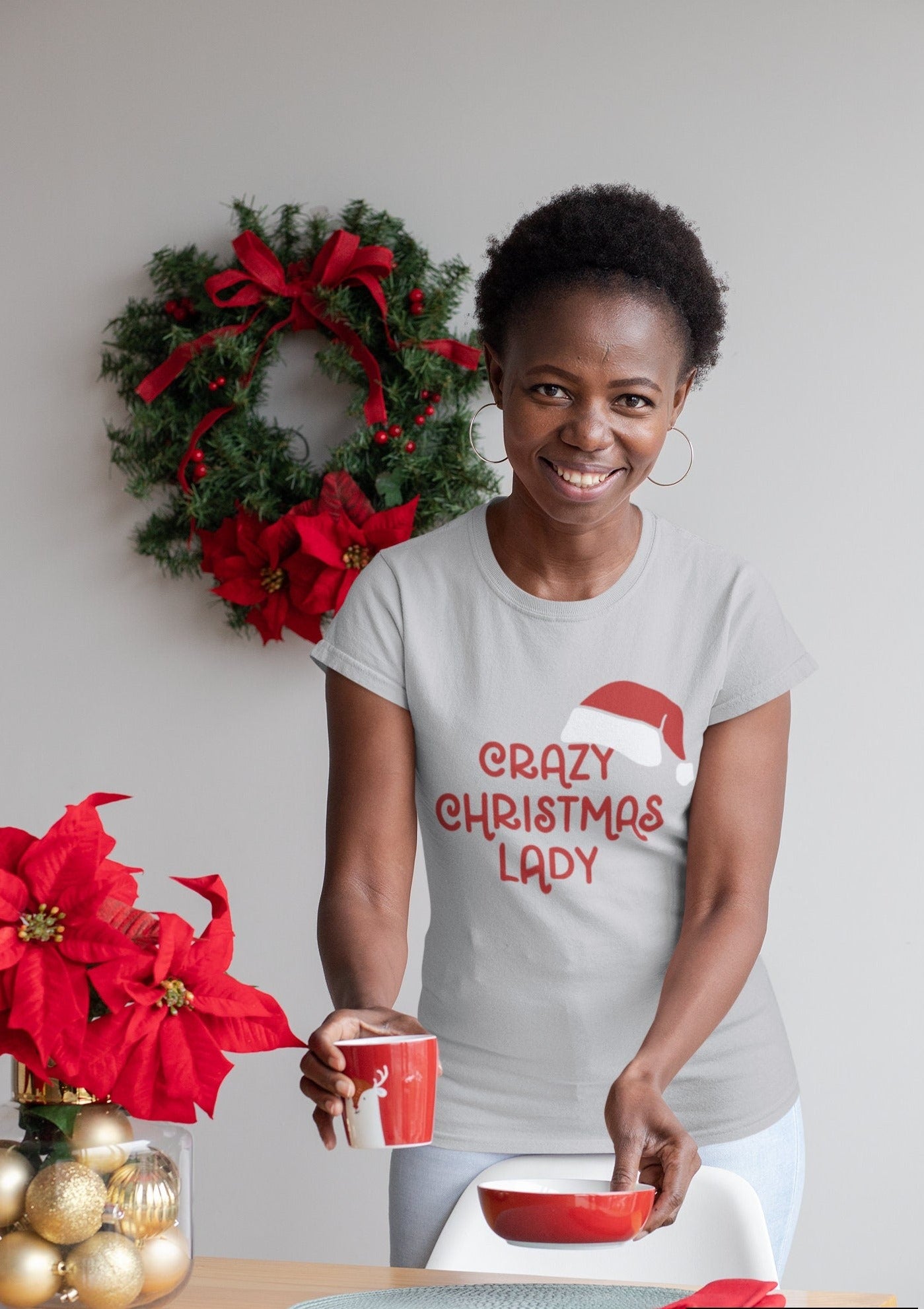 Crazy Christmas lady T-shirt