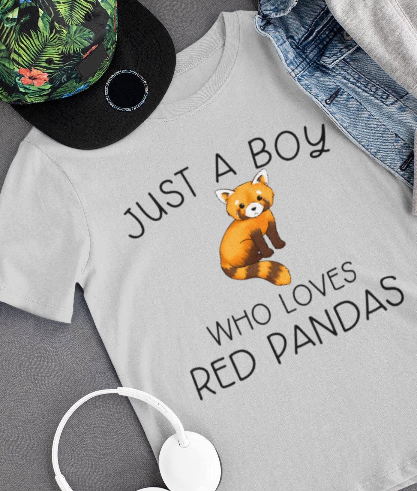 Red panda t-shirt -  Just a boy/girl who loves red pandas - grey