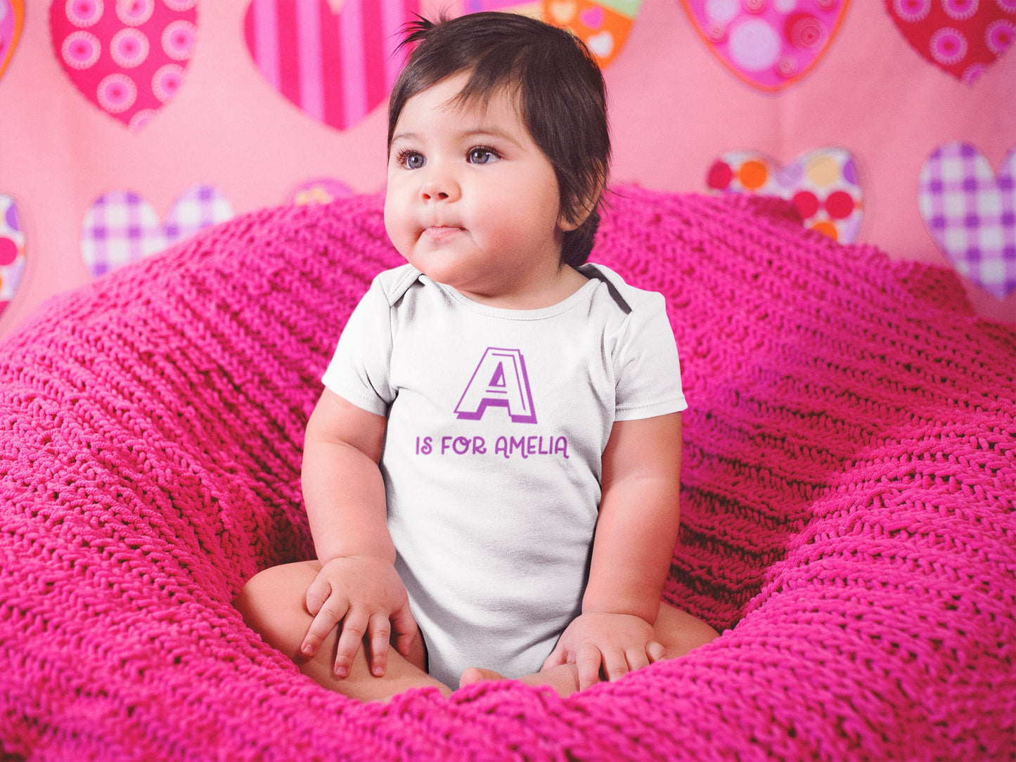 Personalised letter baby grow