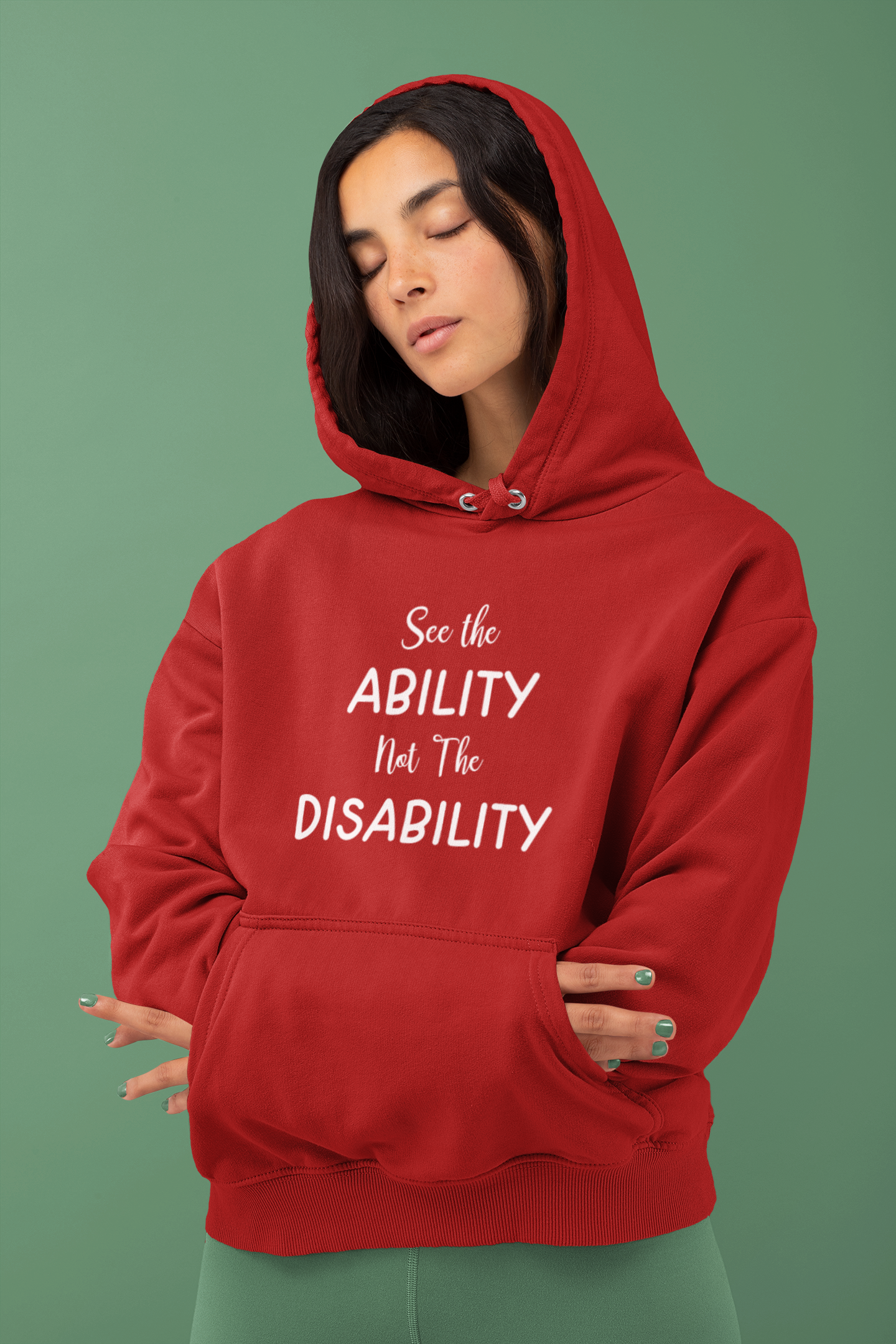 Red disability awareness hooded sweat top  - See the ability not the disability