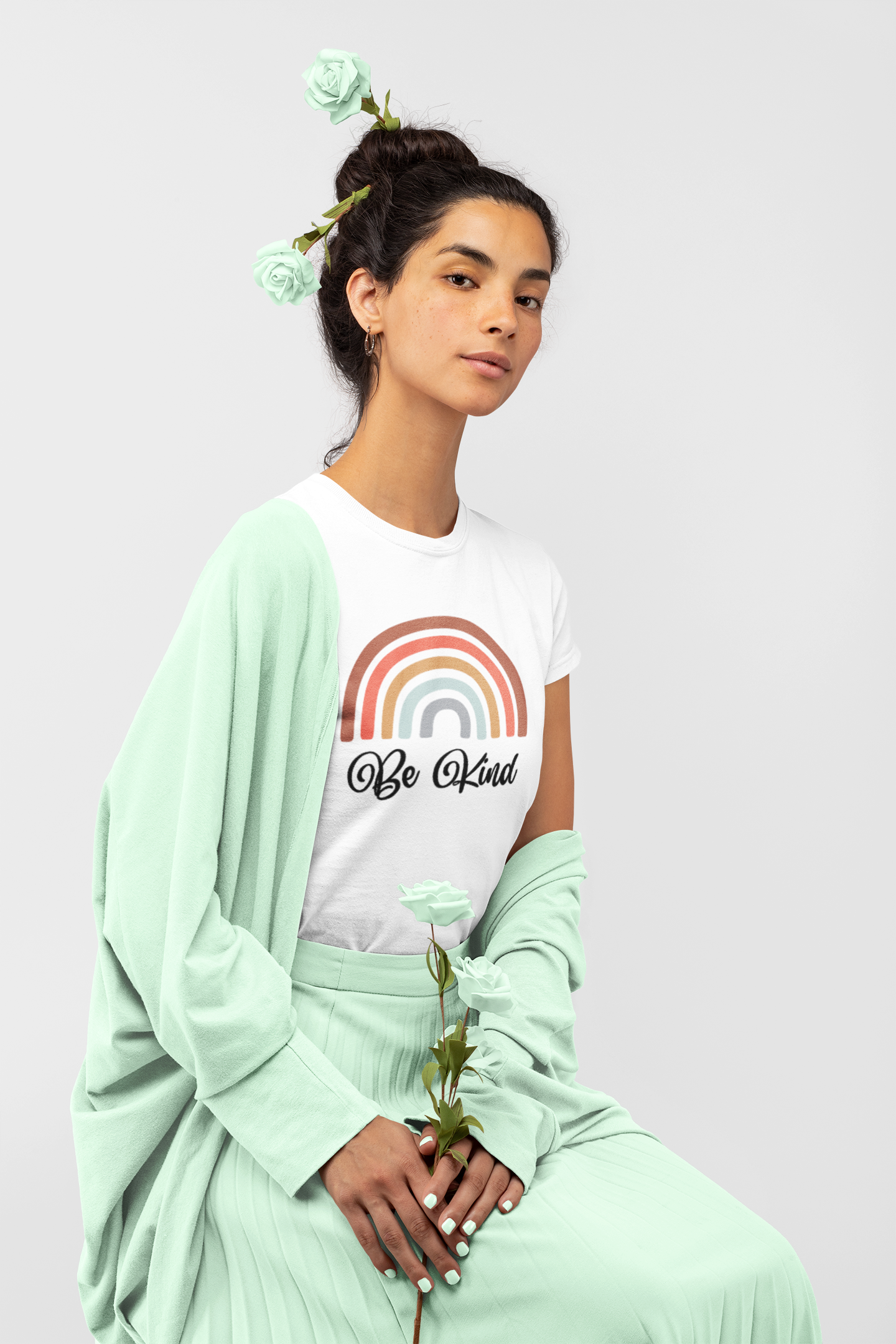 Neurodiversity t-shirt - Be Kind Muted Rainbow