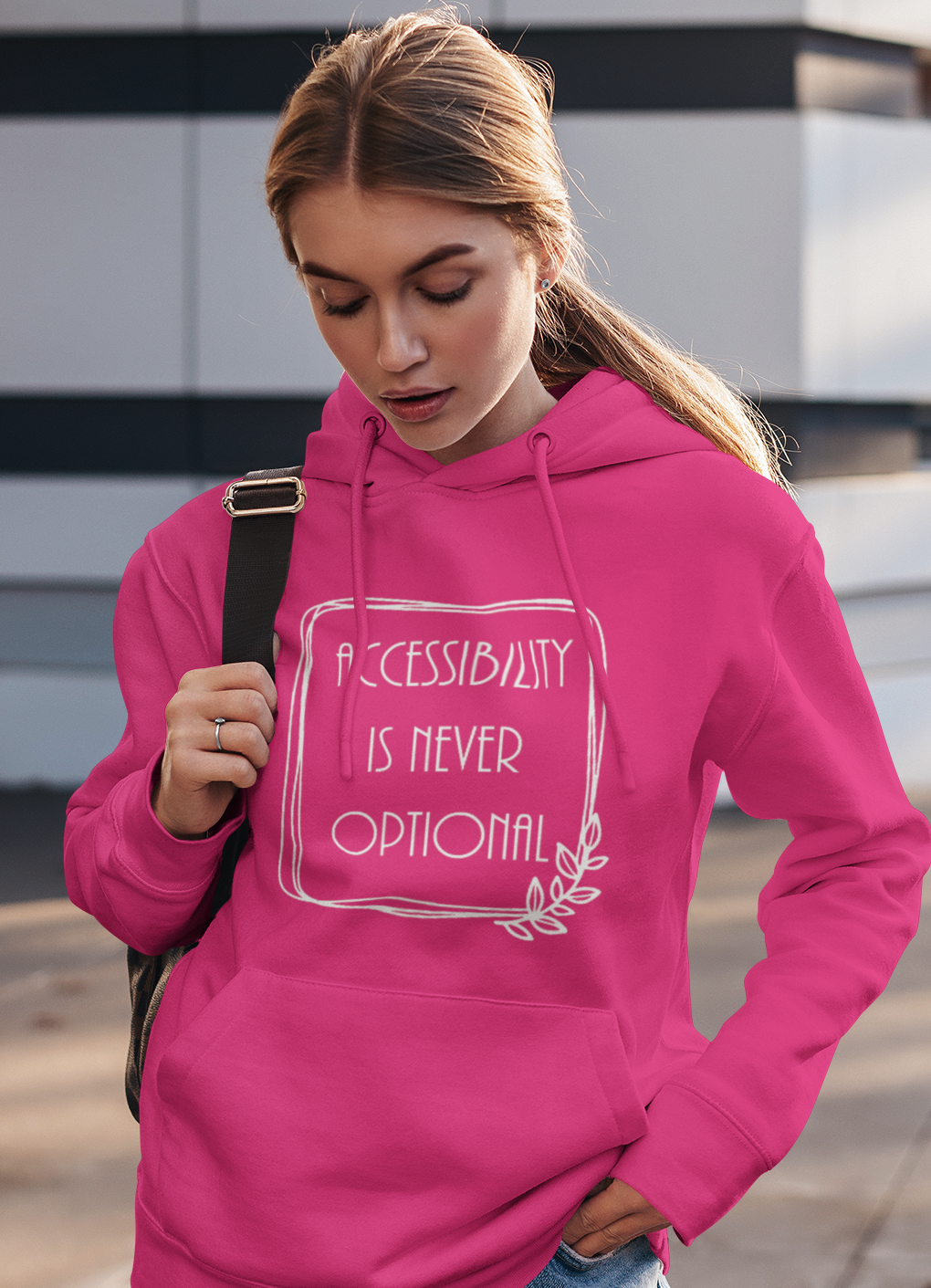 Accessibility Is Never Optional Hoodie- Pink