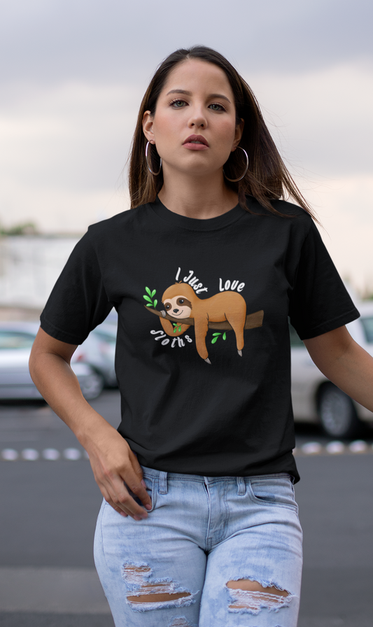 I Just Love Sloths T-shirt- Sloth Lover T-shirt- Adult's Sizes